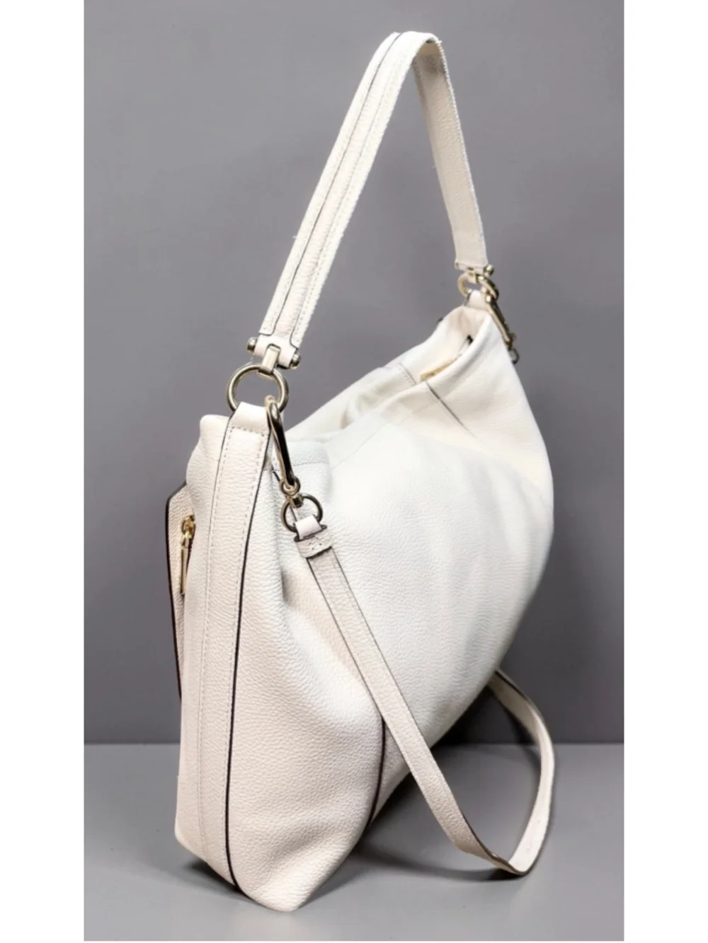 COACH Scout Hobo Bag & Wristlet Bundle Chalk White Pebbled Leather Style 34
